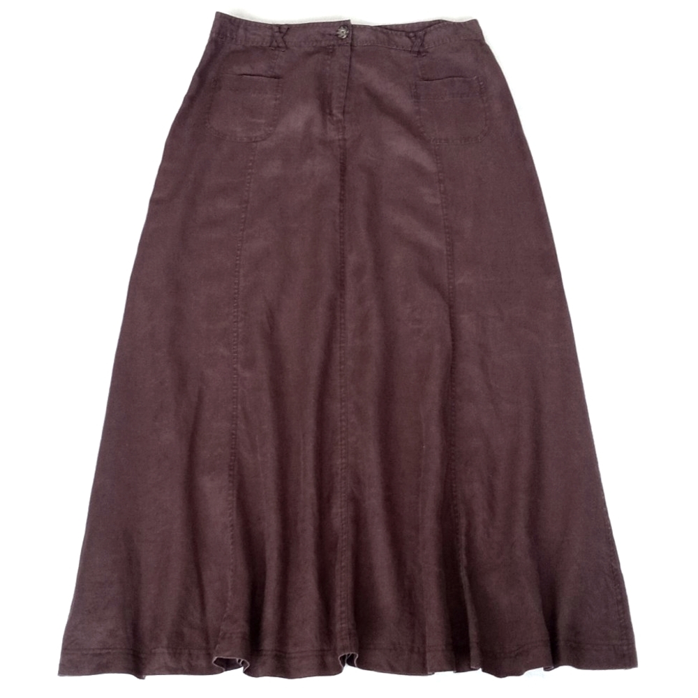 Ecologie Women’s Aged Earth Brown Linen Cargo Style A-Line Skirt Size 14